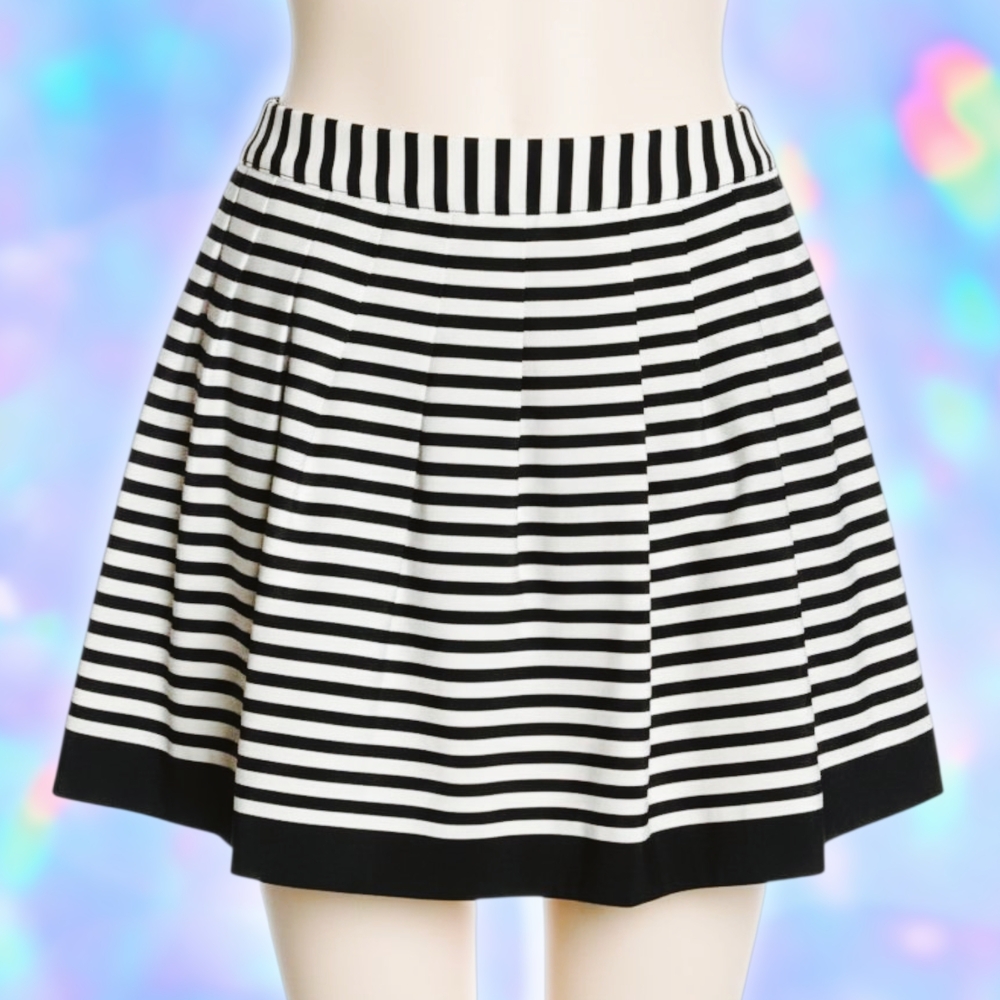 forever 21 - black and white striped circle skater skirt